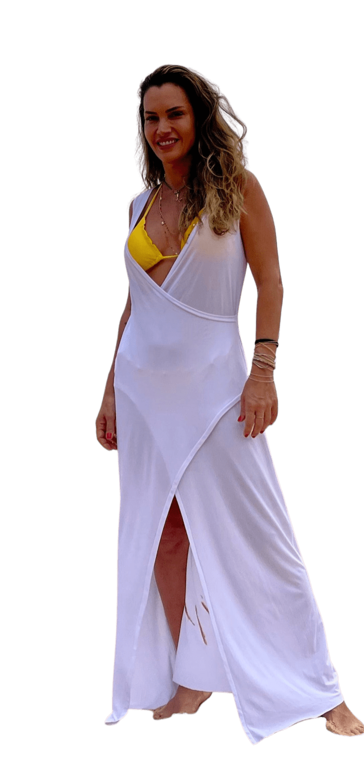 Vestido Saída de Praia Transpasse Branco LIRA